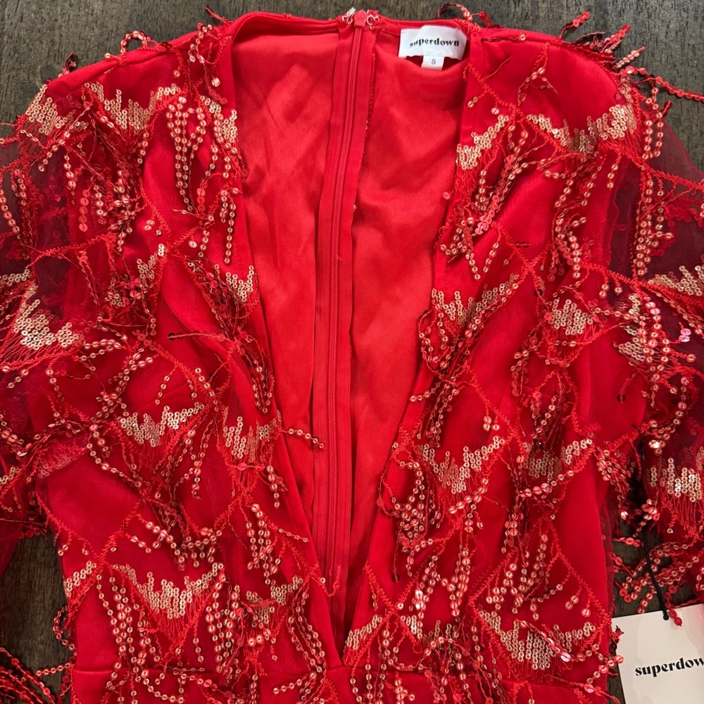 Superdown Scarlet Sequin V-Neck Mini Dress - Picture 8 of 12